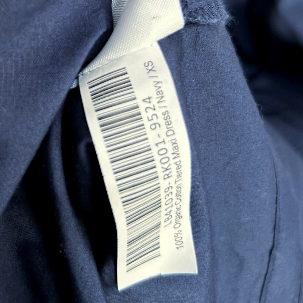 NWOT Quince Women's Navy Blue Tiered Maxi Dress XS Organic Poplin 4480-90 - Picture 9 of 11